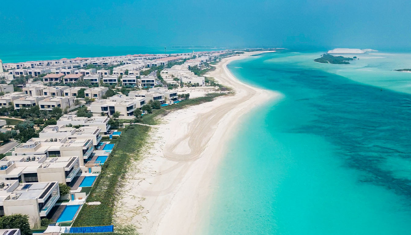 Hidd Al Saadiyat aerial view of luxury waterfront villas on Saadiyat Island Abu Dhabi
